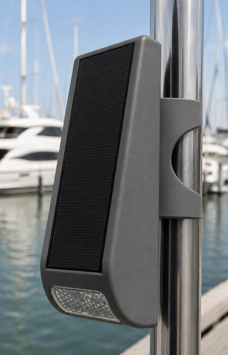 Railinglight Pro installed on a stainless steel railing