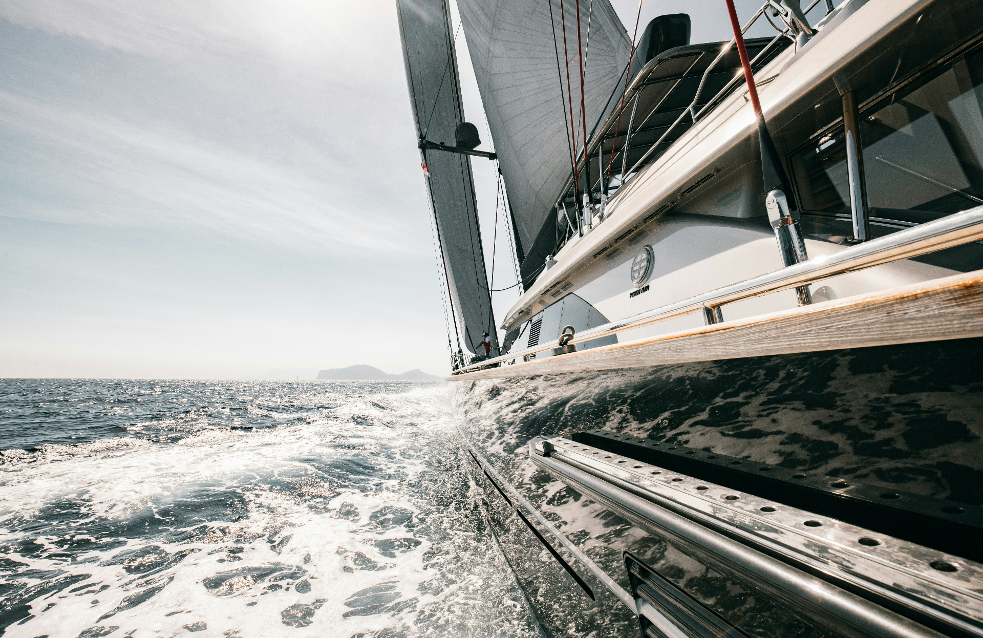 Sailing yacht on the open sea